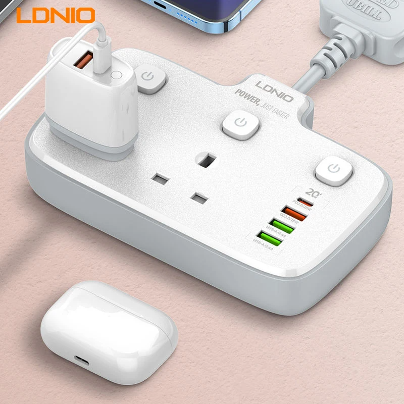 Ldnio 2 AC Outlets Portable Electrical Extension Socket