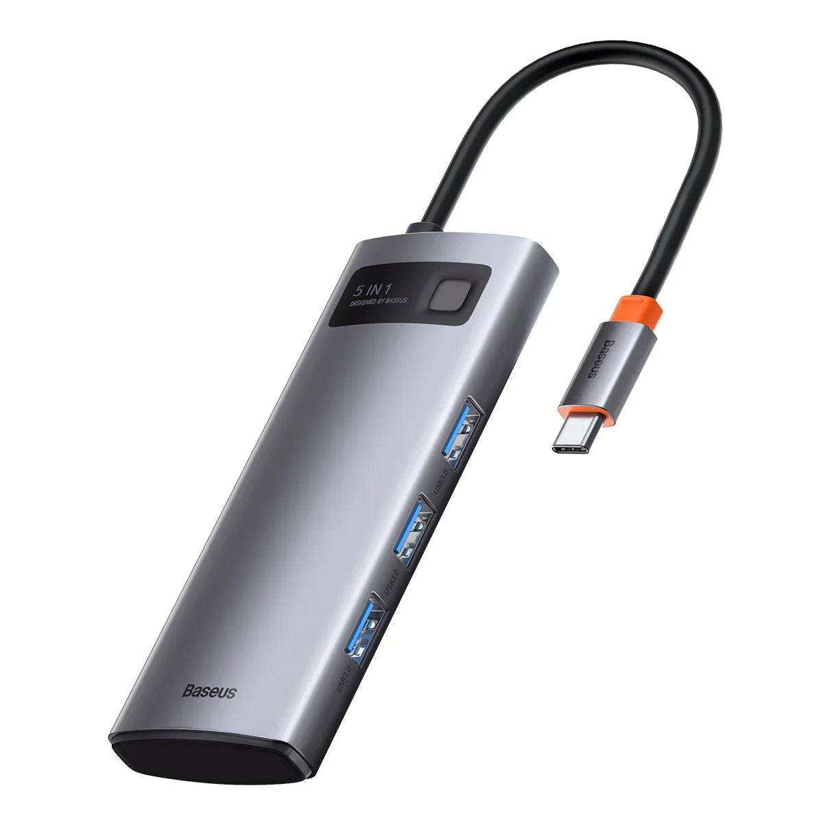 Baseus Metal Gleam Series 5-in-1 Multifunctional Type-C HUB Docking Station Gray 30Hz Version(Type-C to HDMI*1+USB3.0*3+PD*1)