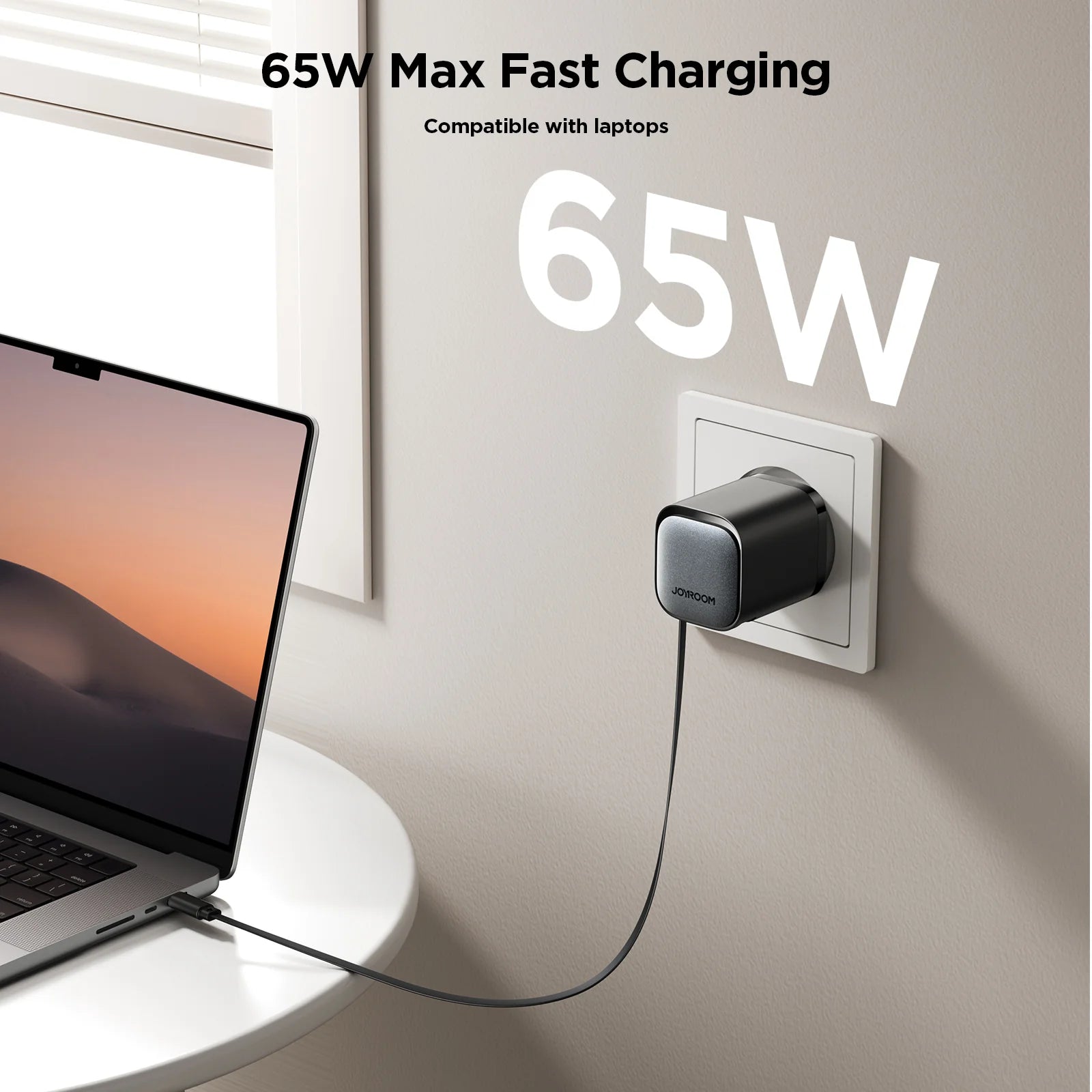 Joyroom JR-TCL02 GaN 65W Charger with Retractable Cable(EU)-Black