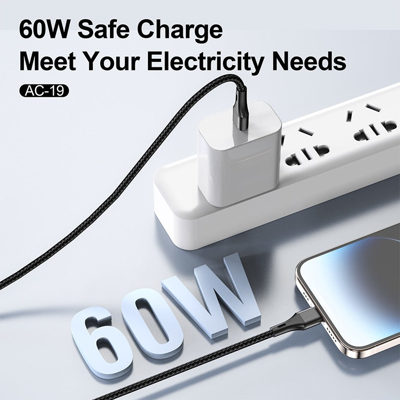 Aspor 60w Type-c To Type-c Fast Charging Data Cable 1m