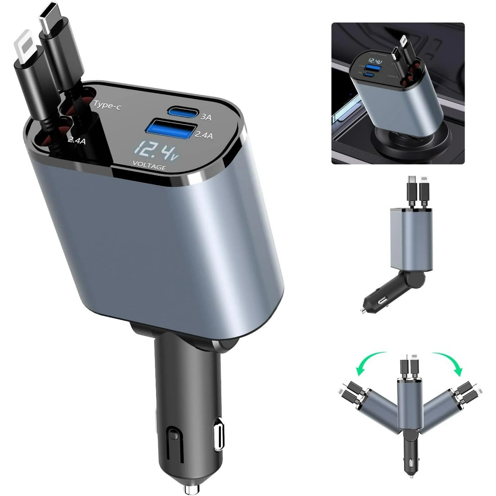 Compro™ 4-In-1 Retractable Car Charger