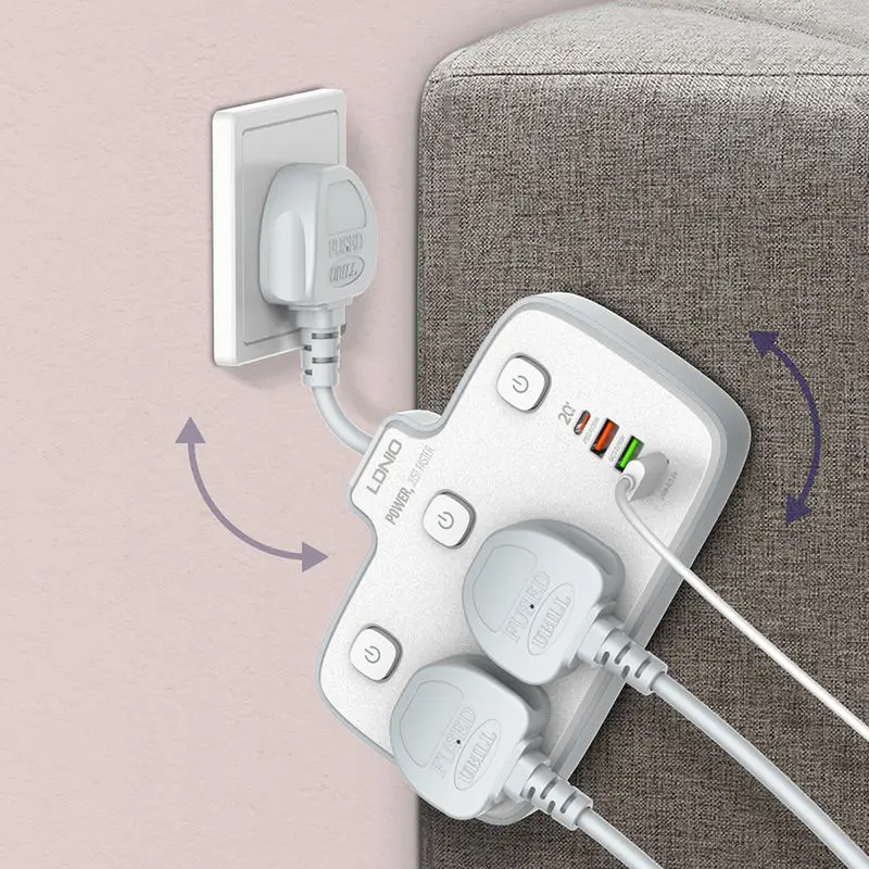 Ldnio 2 AC Outlets Portable Electrical Extension Socket