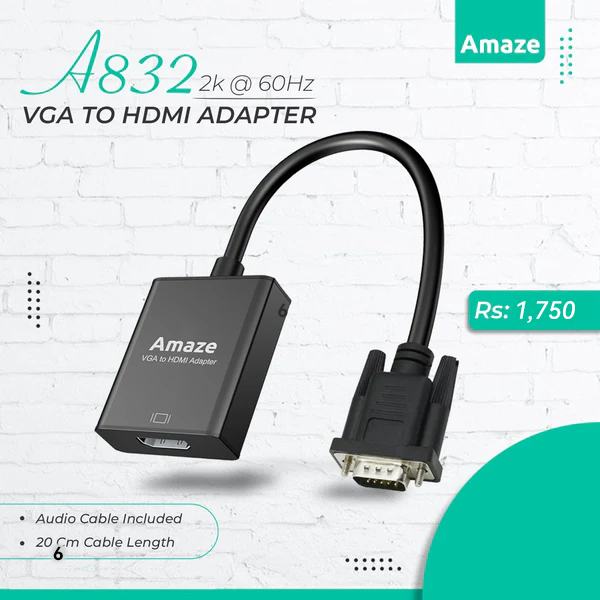 AMAZE VGA TO HDMI ADAPTER WITH AUDIO | A832