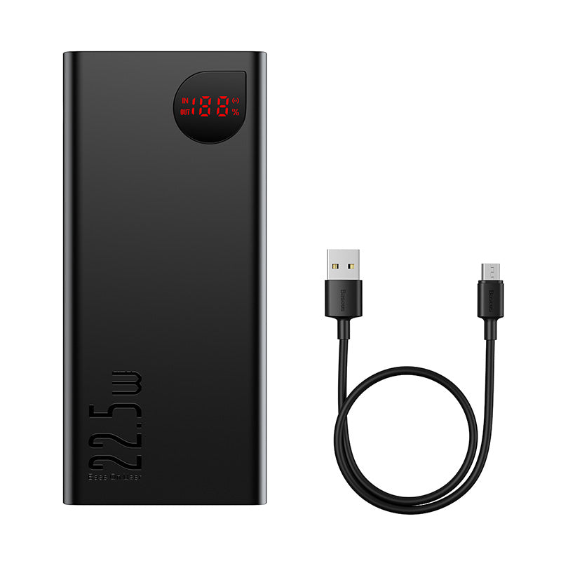 Baseus Adaman Digital Display Fast Charge Power Bank 40000mAh 22.5W (With Simple Series Charging Cable USB to Type-C 0.3m Black)