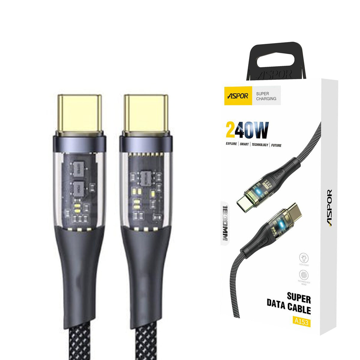 Aspor A153 240w Type C To Type C Pd Fast Charging data Cable 1.8my