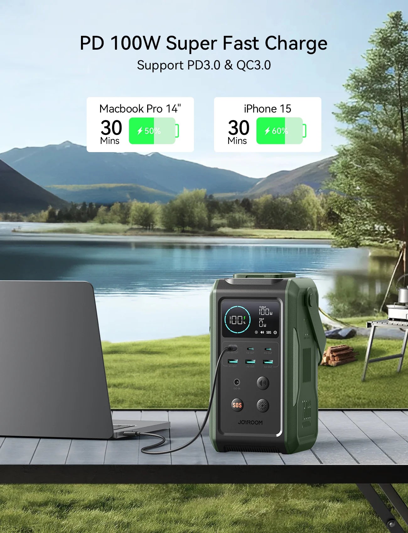Joyroom JR-PBF10 PD100W with night light large capacity mobile power 75000mAh