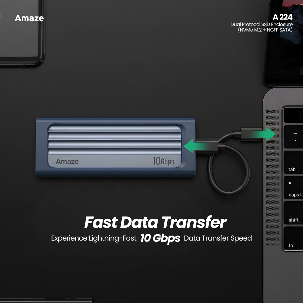 Dual Protocol SSD Enclosure (NVMe M.2 + NGFF SATA) | A-224
