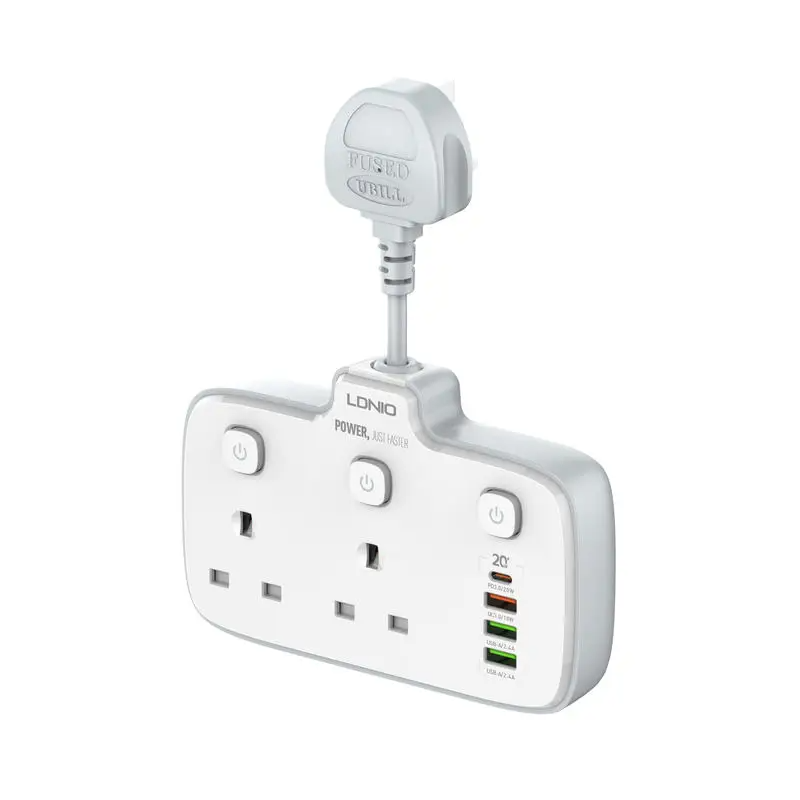 Ldnio 2 AC Outlets Portable Electrical Extension Socket