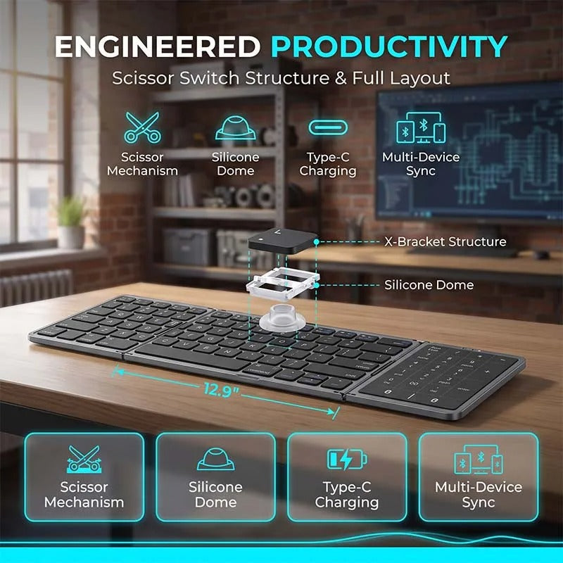 Compro™ KeyFold Foldable Bluetooth Keyboard with Touchpad