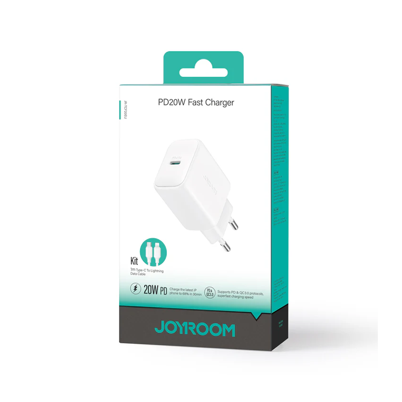 Joyroom TCF20 20W Charger EU+C to L Cable 1m White