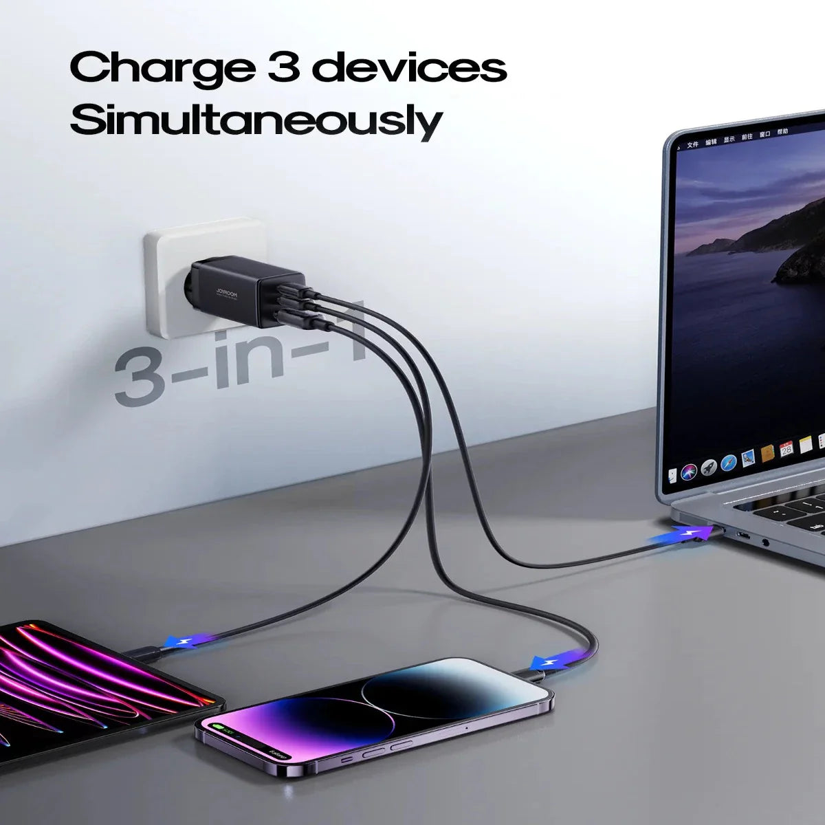 Joyroom TCG01 GaN Ultra 65W 2C1A Fast Charger+100W C to C Cable 1.2m