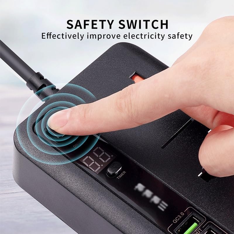 Compro™ Ultra High Speed 3000W 3 AC Universal Outlet + 2USB+ 3Type-C Socket with TIMER