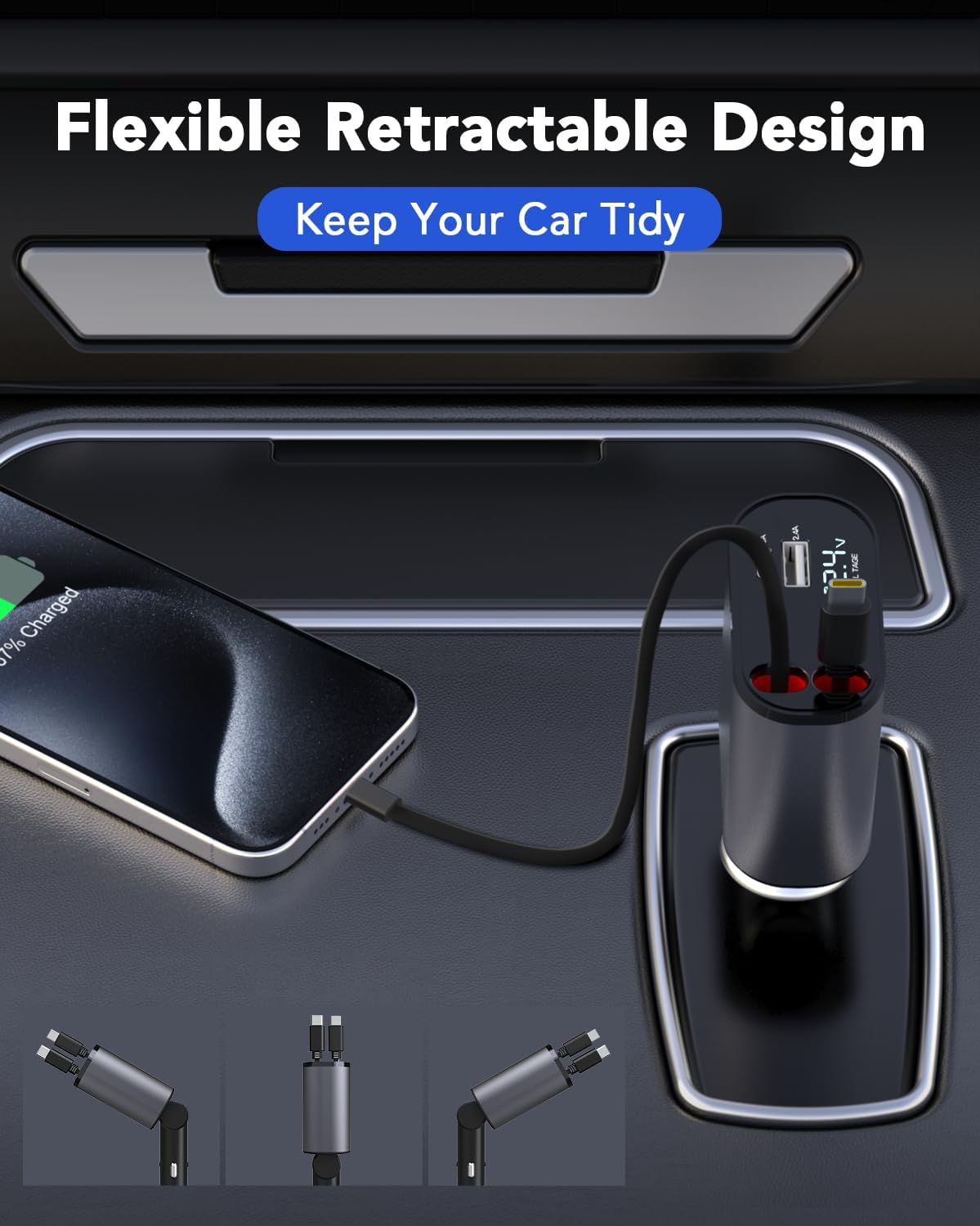 Compro™ 4-In-1 Retractable Car Charger