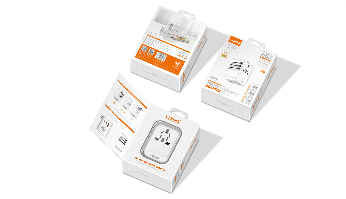 LDNIO Z6 3 USB Ports 65W GaN Travel Adapter