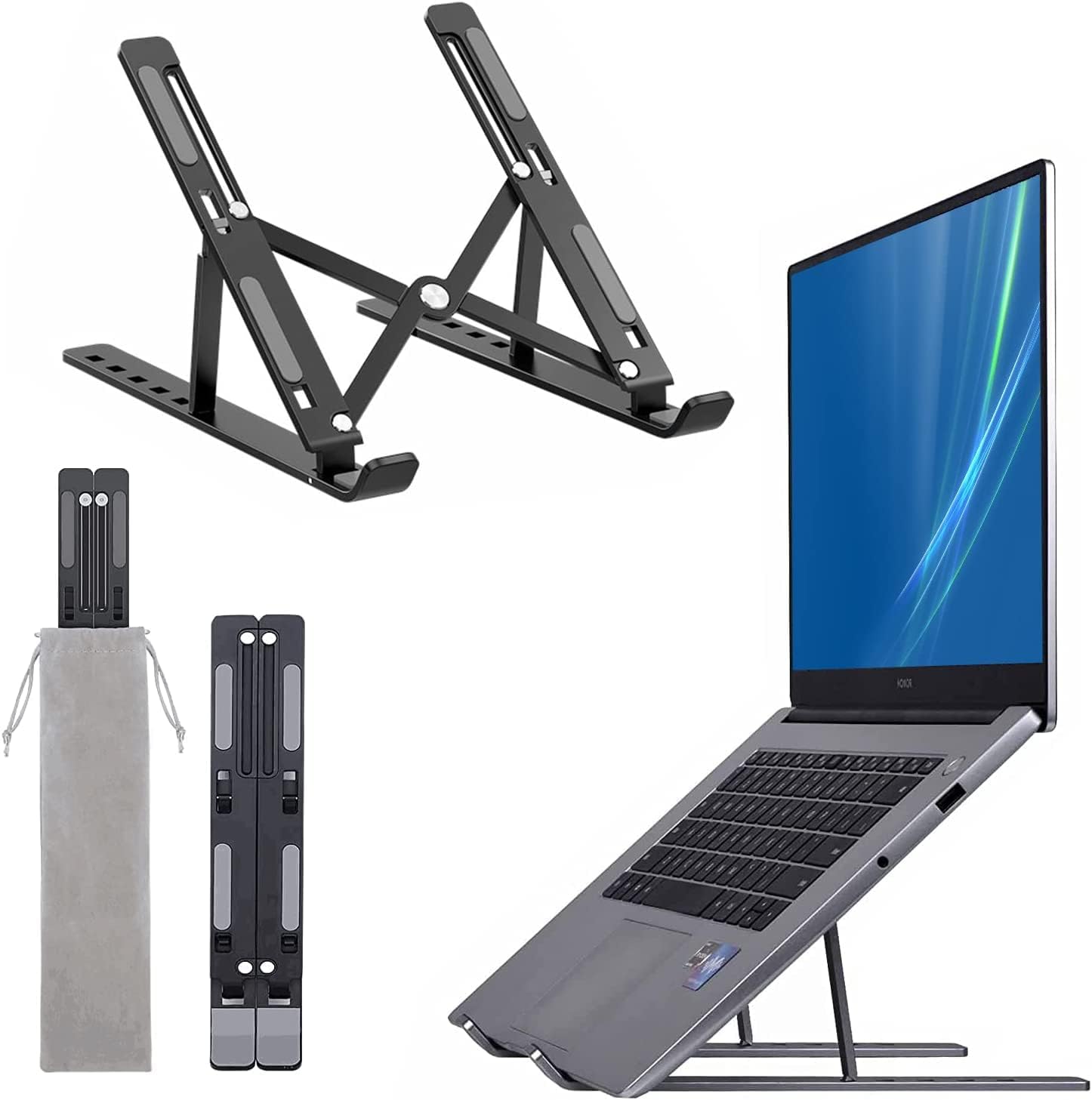 Compro™ Folding Adjustable Aluminum Laptop Stand + FREE POUCH