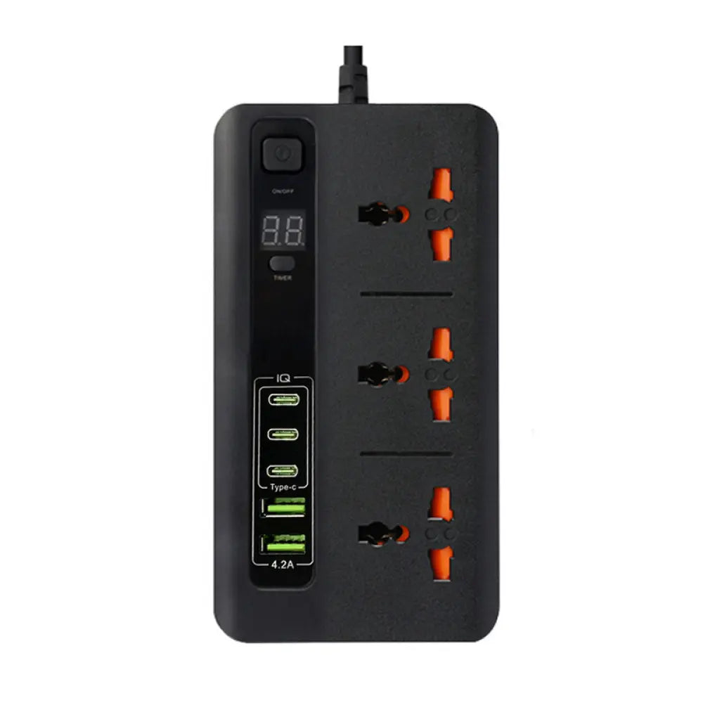 Compro™ Ultra High Speed 3000W 3 AC Universal Outlet + 2USB+ 3Type-C Socket with TIMER