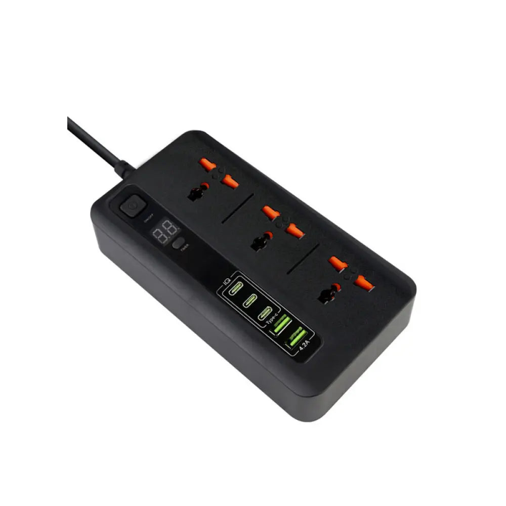Compro™ Ultra High Speed 3000W 3 AC Universal Outlet + 2USB+ 3Type-C Socket with TIMER