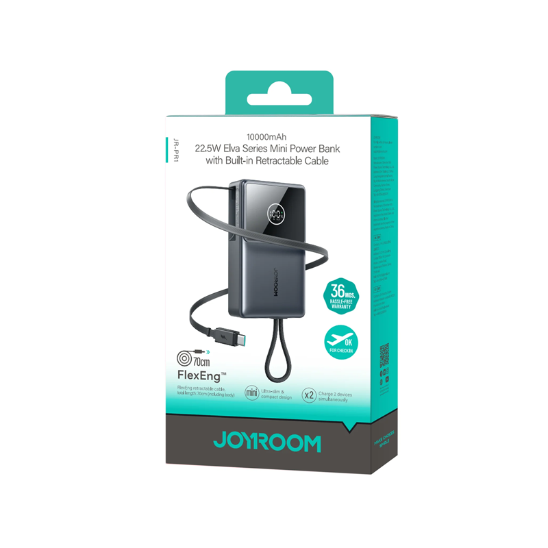 Joyroom JR-PR1 22.5W Built-in Retractable Cable Power bank 10000mAh