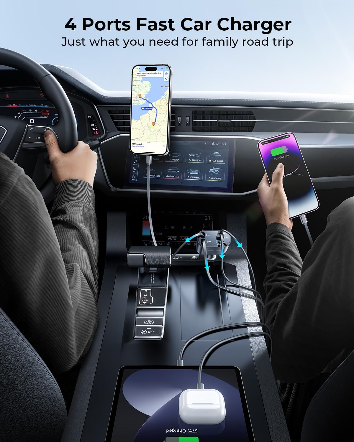 Compro™ 4-In-1 Retractable Car Charger