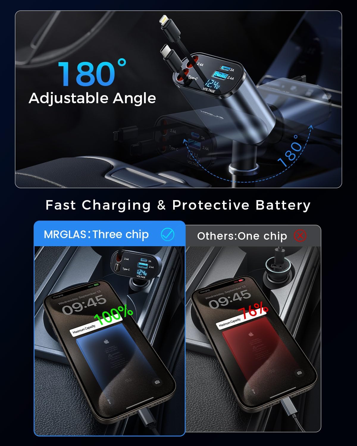 Compro™ 4-In-1 Retractable Car Charger