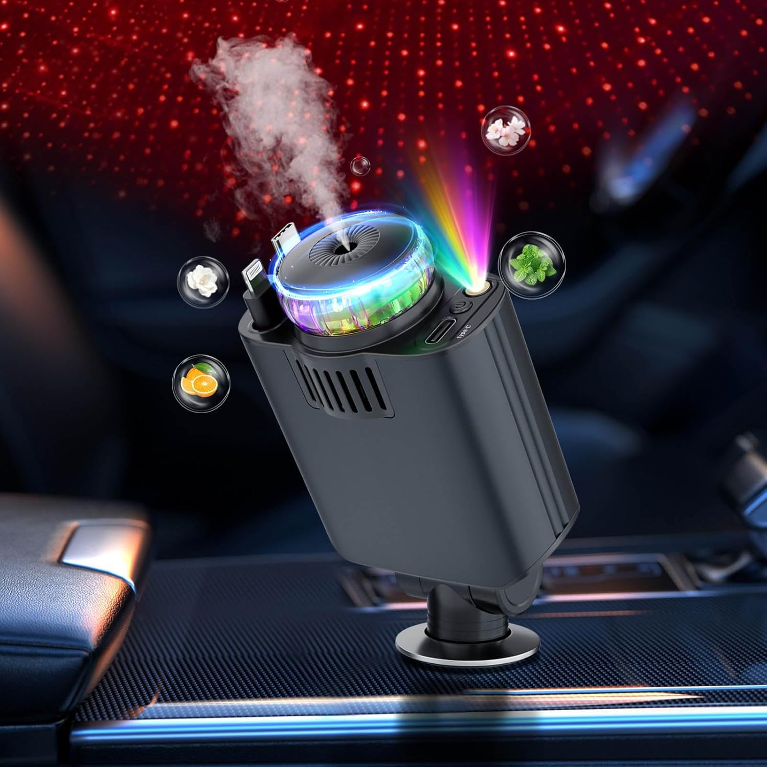 Compro™ 5-In-1 Aromatherapy Car Charger with Roof Starlight