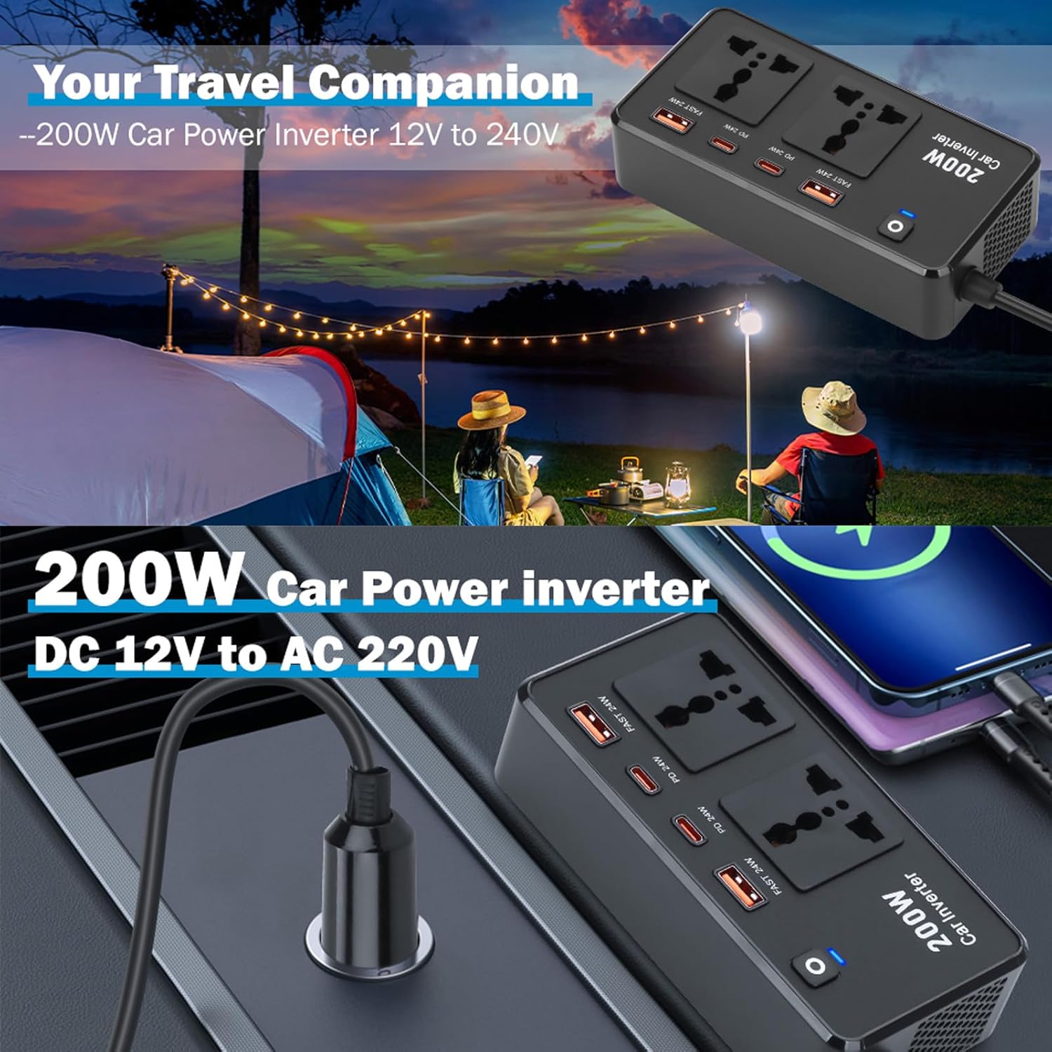 Compro™ 200W Car Power Inverter