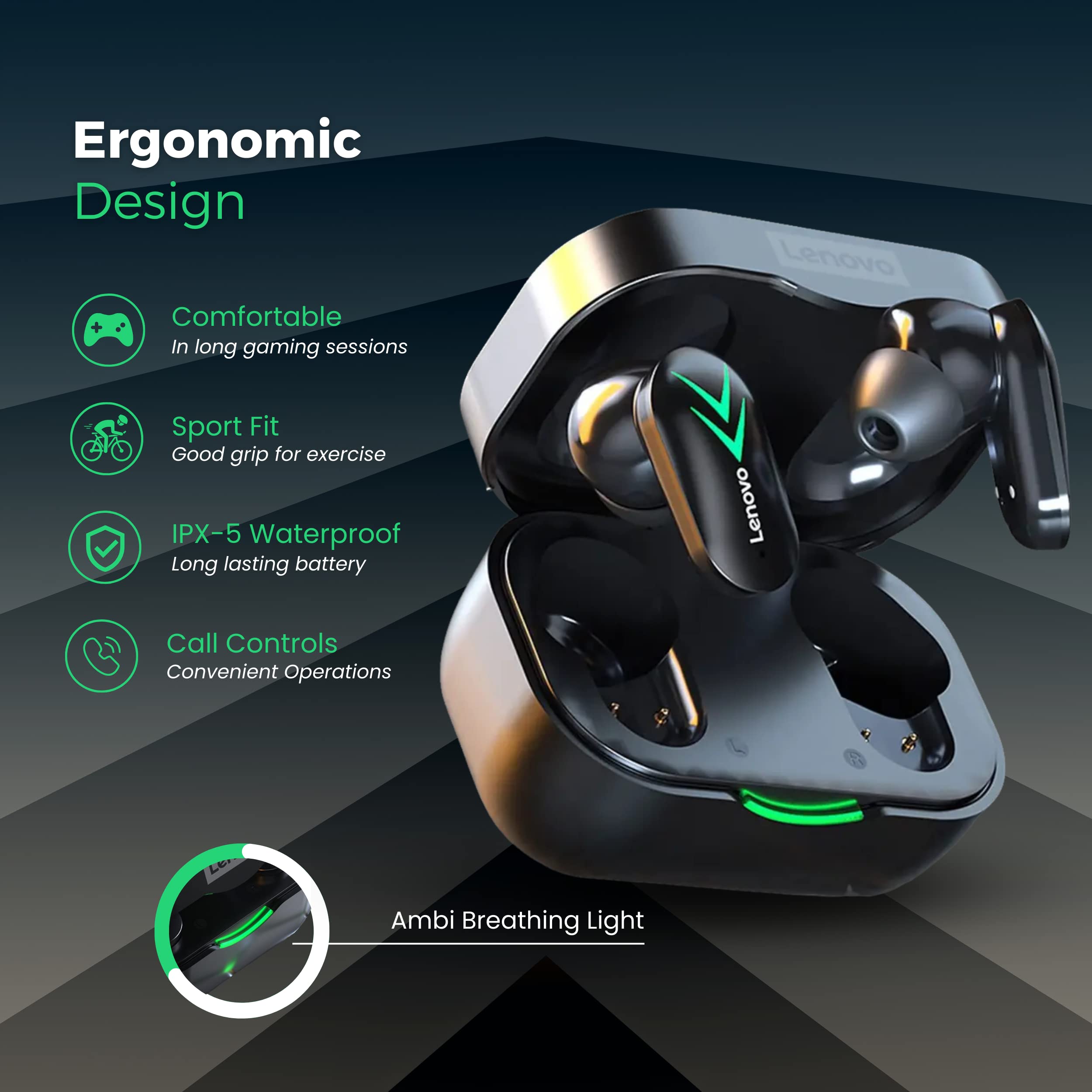 Lenovo XT82 Bluetooth 5.1 Dual Stereo Wireless Earbuds