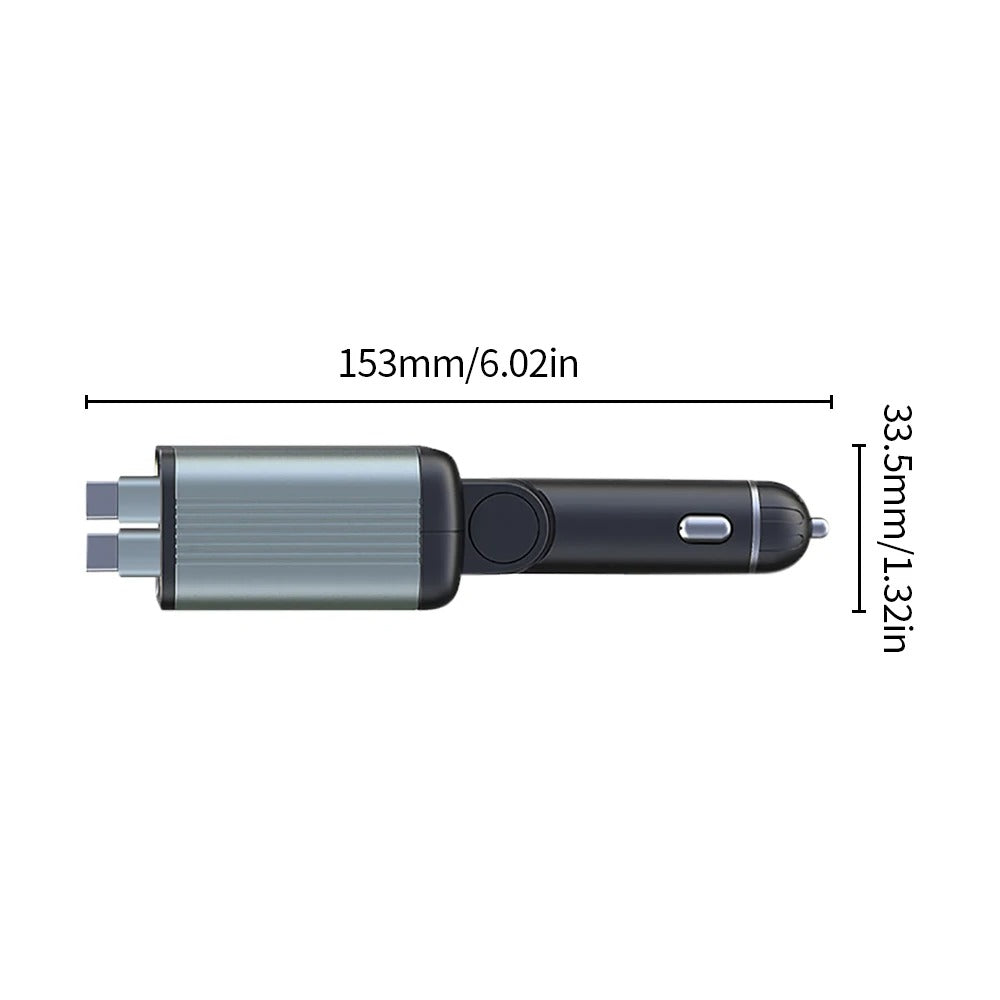 Compro™ 4-In-1 Retractable Car Charger with RGB Lights