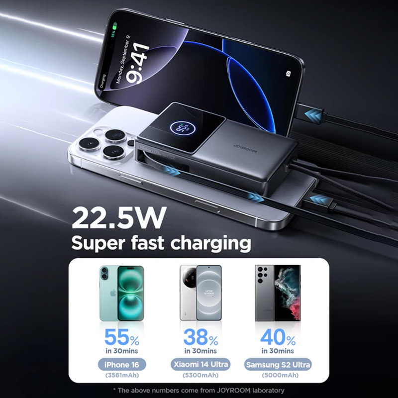Joyroom JR-PR1 22.5W Built-in Retractable Cable Power bank 10000mAh