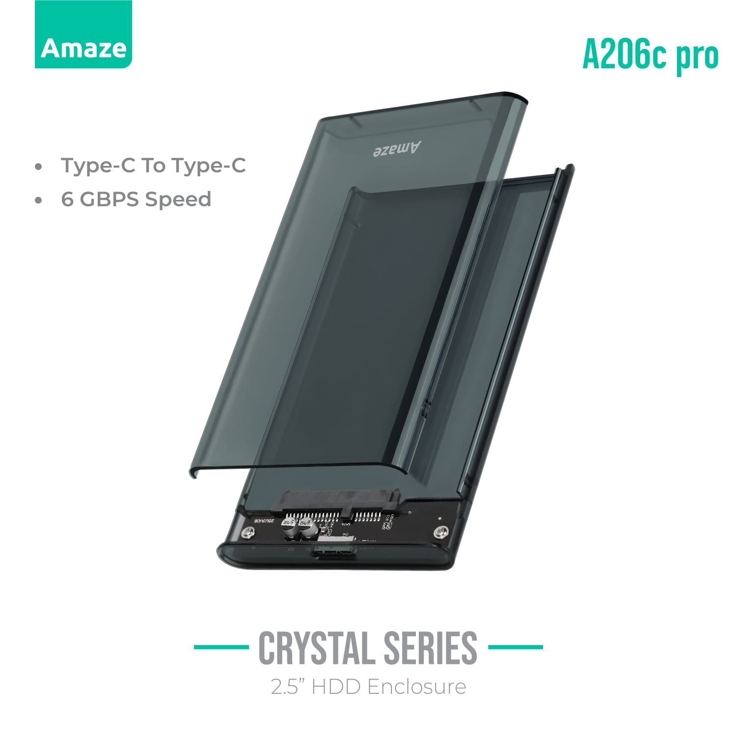 PHANTOM SERIES TRANSPARENT 2.5" HDD ENCLOSURE C TO C- 6GBPS | A206c Pro