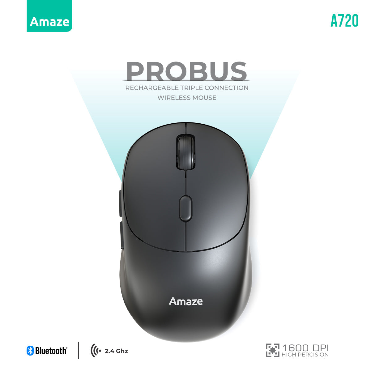 Probus Triple Connection Rechargeable Wireless Mouse | A720