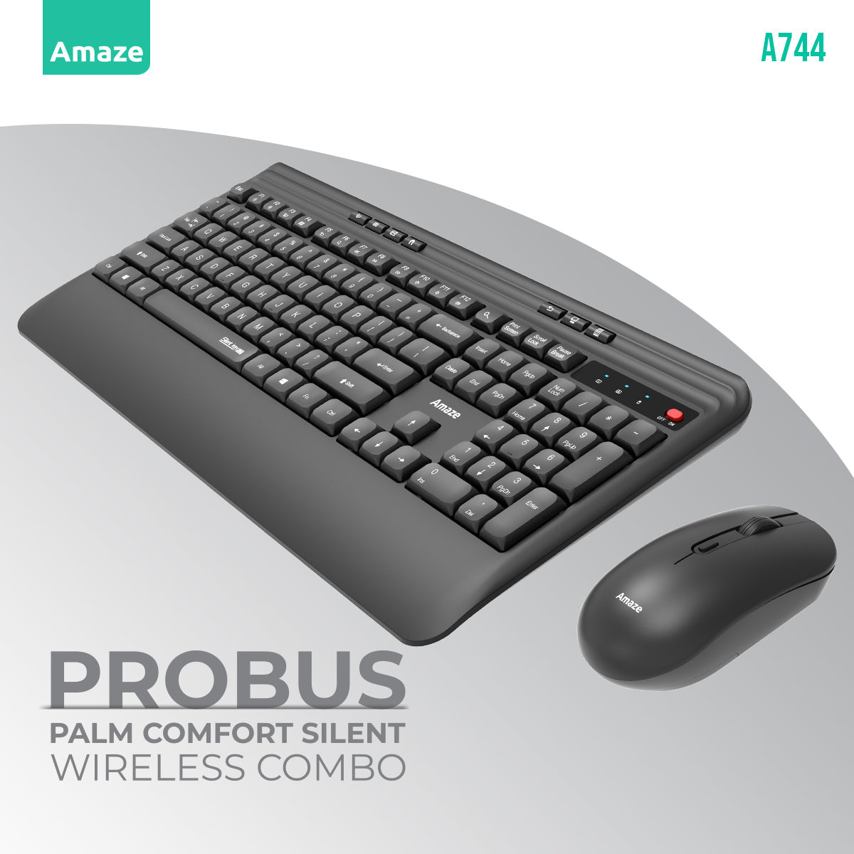 Probus Palm Comfort Silent Wireless Keyboard & Mouse Combo | A744