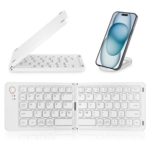 Compro™ Mini Foldable Bluetooth Keyboard with FREE Mobile Phone Holder