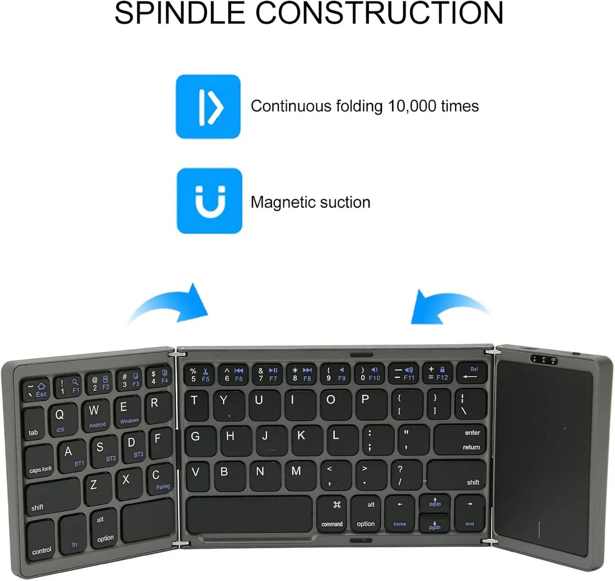 Compro™ KeyFold Foldable Bluetooth Keyboard with Touchpad
