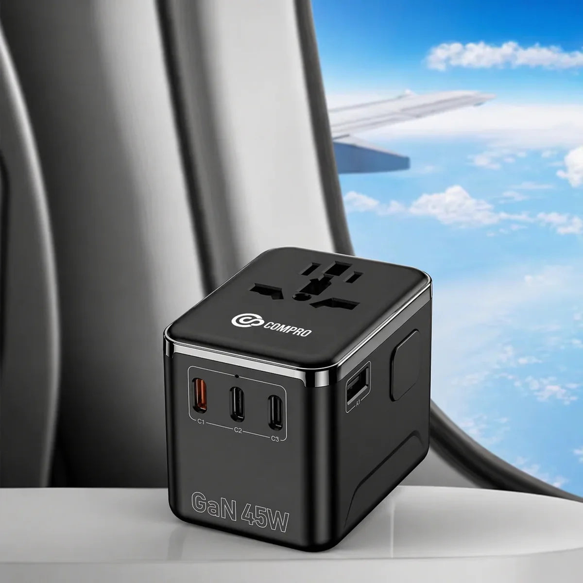 Compro™ PilotPro Fast Charging GAN World Travel Adapter