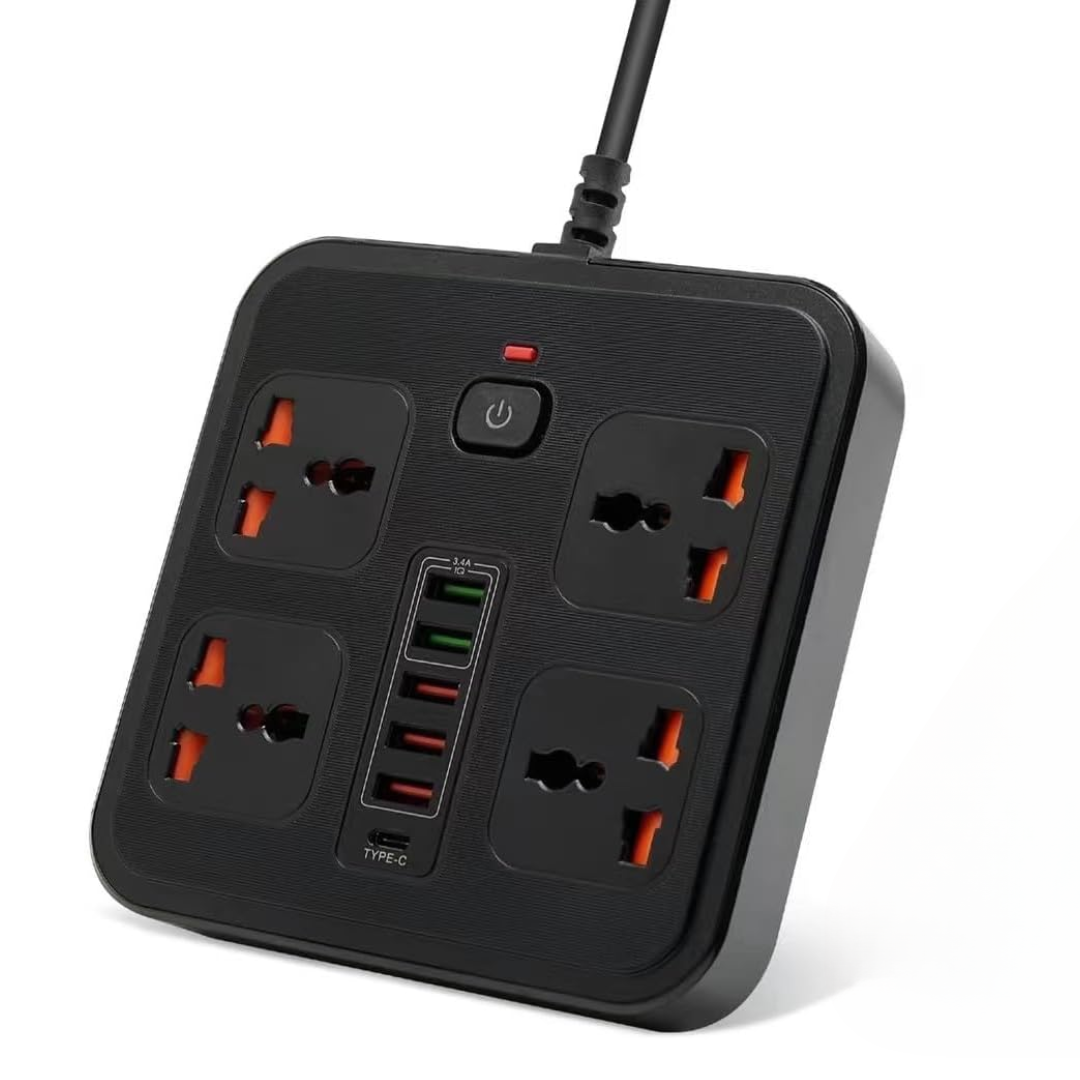 Compro™ Ultra High Speed 3000W 4 AC Universal Outlet Socket + 6 USB Port + 1 Type-C