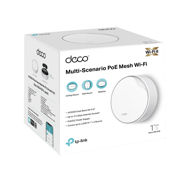TP-Link Wi-Fi Deco X50-PoE AX3000 Whole Home Mesh WiFi 6 System with PoE(3 pack)