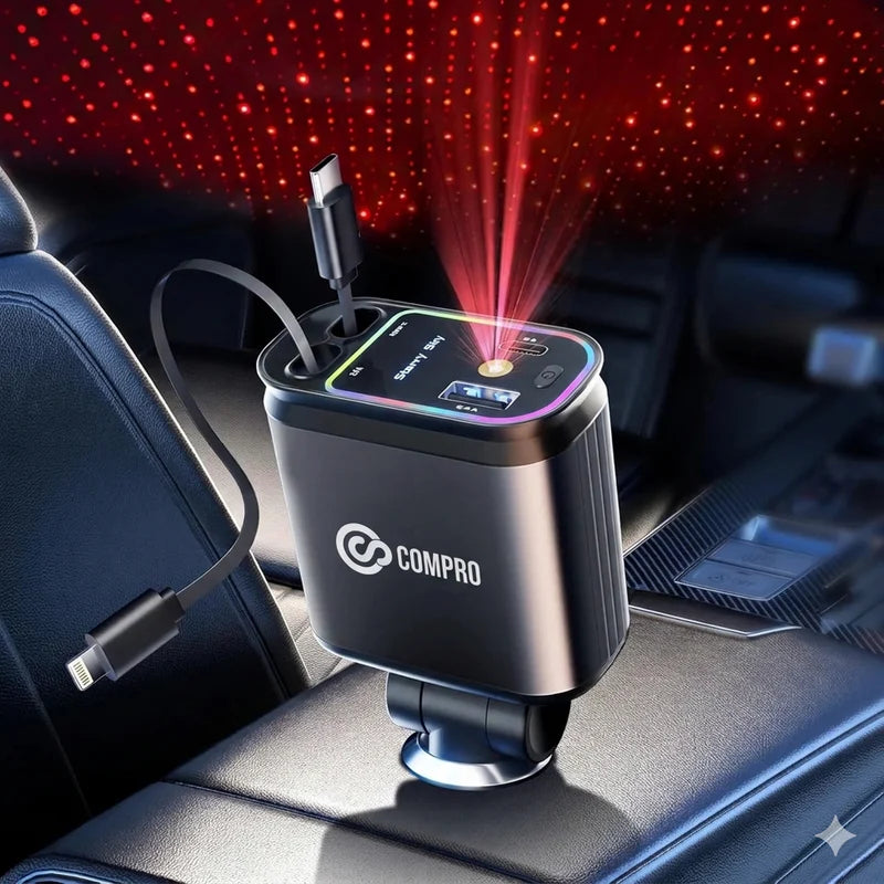 Compro™ 4-In-1 Retractable Car Charger