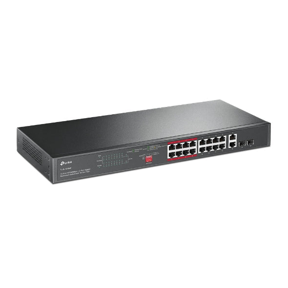 TL-SL1218MP 16-Port 10/100Mbps + 2-Port Gigabit Unmanaged PoE Switch