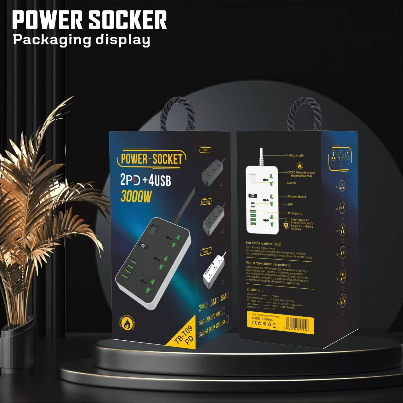 Compro™ Multifunctional Smart Socket, 3 Outlets with 4 USB 2 TYPE-C Power Outlets,