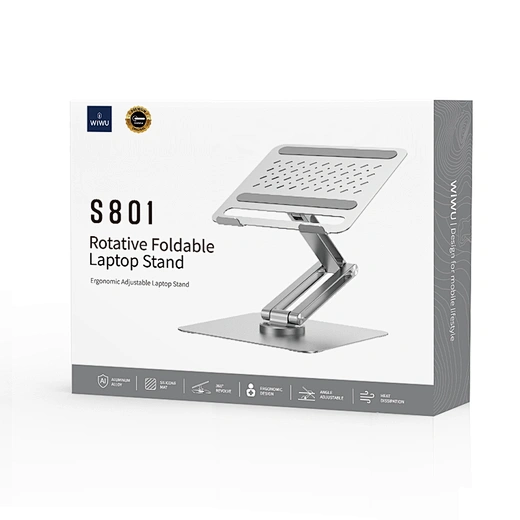 WiWU Ergonomic Aluminum Alloy Laptop Stand S801 – Adjustable, Portable & Heat-Dissipating