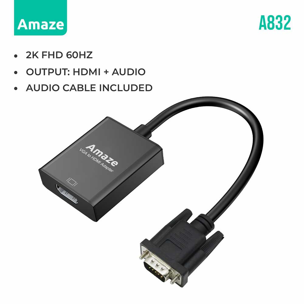 AMAZE VGA TO HDMI ADAPTER WITH AUDIO | A832