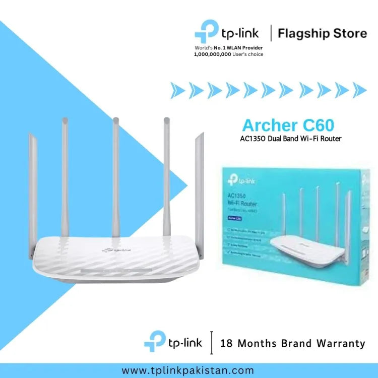 TP-Link Wi-Fi Router Archer C60 AC1350 Dual Band Wi-Fi Router