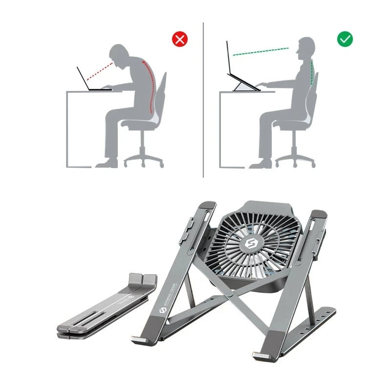 Compro™ Foldable Portable Laptop Stand with Cooling Fan