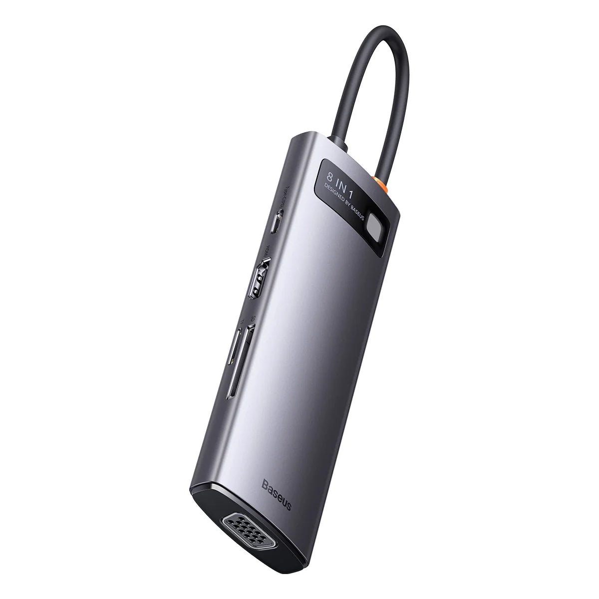 Baseus Metal Gleam Series 8-in-1 Multifunctional Type-C HUB Docking Station Space Gray Type-C to HDMI4K@60Hz*1+USB3.1*3+PD*1+RJ45*1+SD/TF*1)