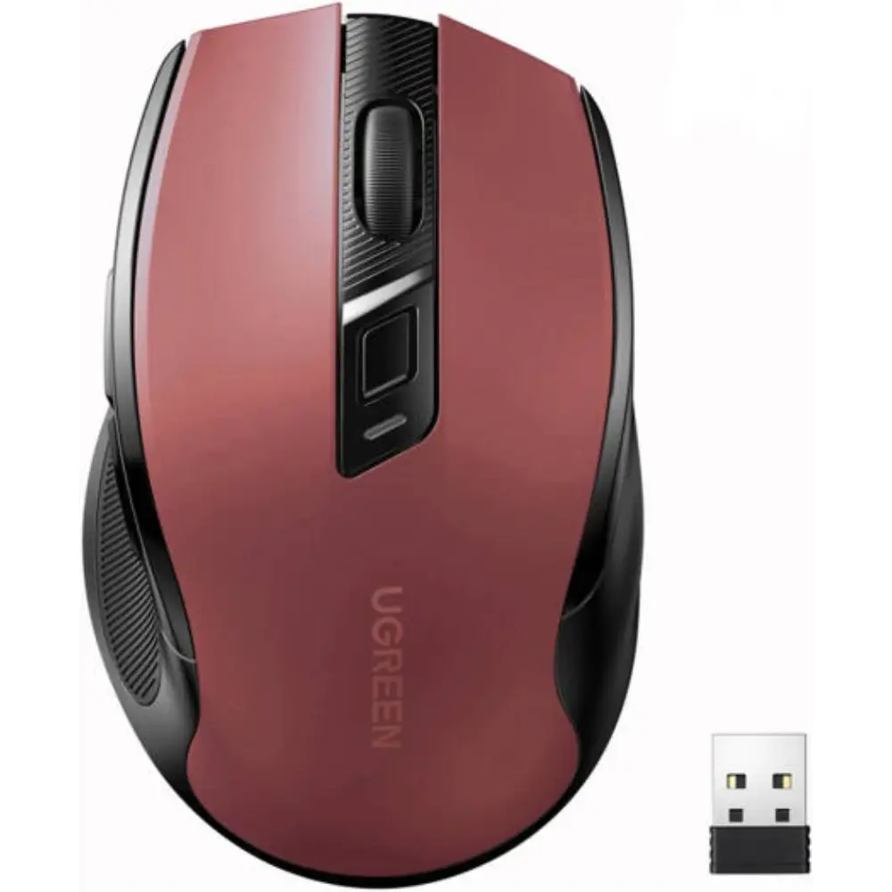 UGREEN 25752 Ergonomic Contoured-Shape Design Wireless Mouse 2.4 GHz And BT Red