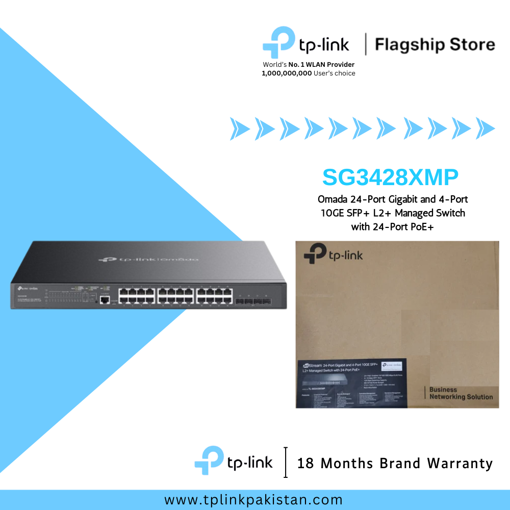 TP-Link TL-SG3428XMP JetStream 24-Port Gigabit and 4-Port 10GE SFP+ L2+ Managed Switch with 24-Port PoE+