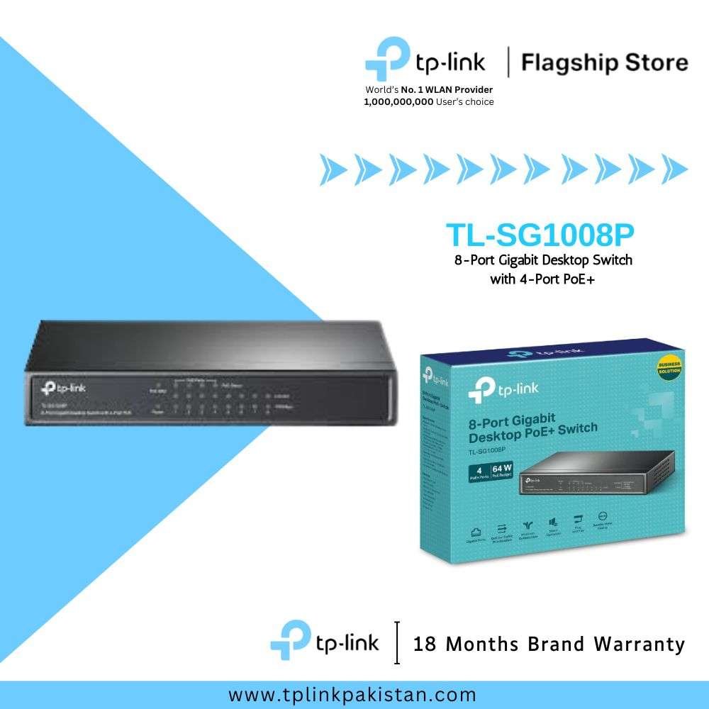 TP-Link TL-SG1008P 8-Port Gigabit Desktop Switch with 4-Port PoE+