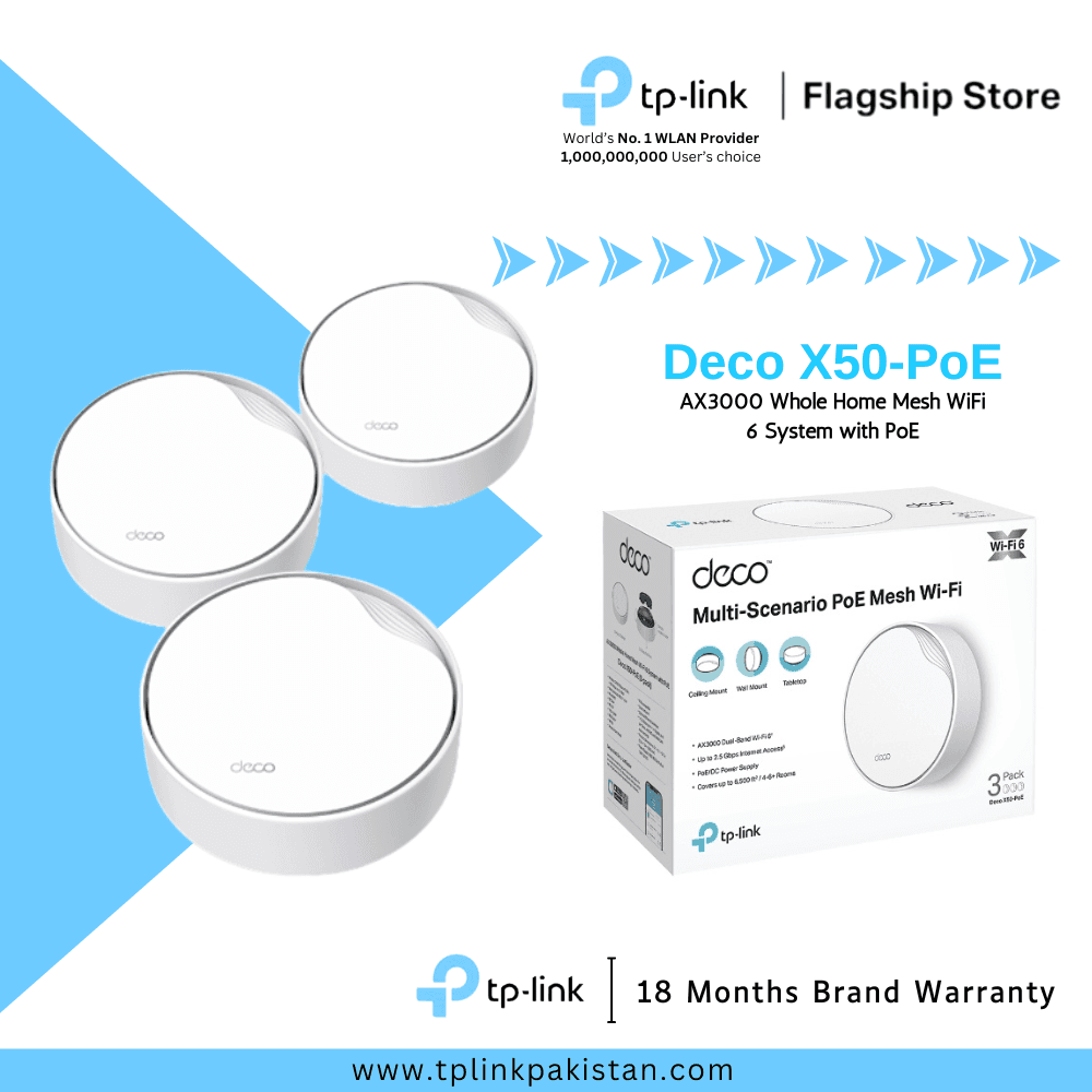 TP-Link Wi-Fi Deco X50-PoE AX3000 Whole Home Mesh WiFi 6 System with PoE(3 pack)