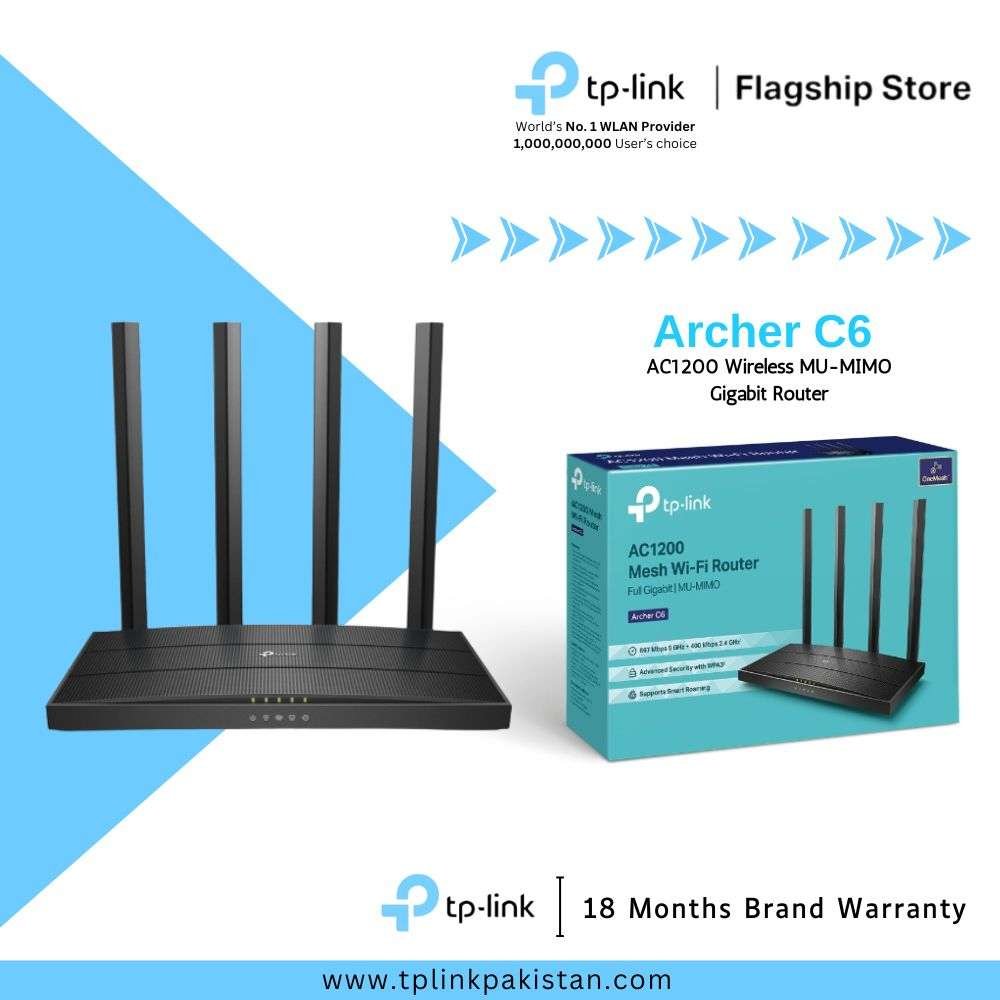 TP-Link Archer C6 AC1200 Wireless MU-MIMO Gigabit Router